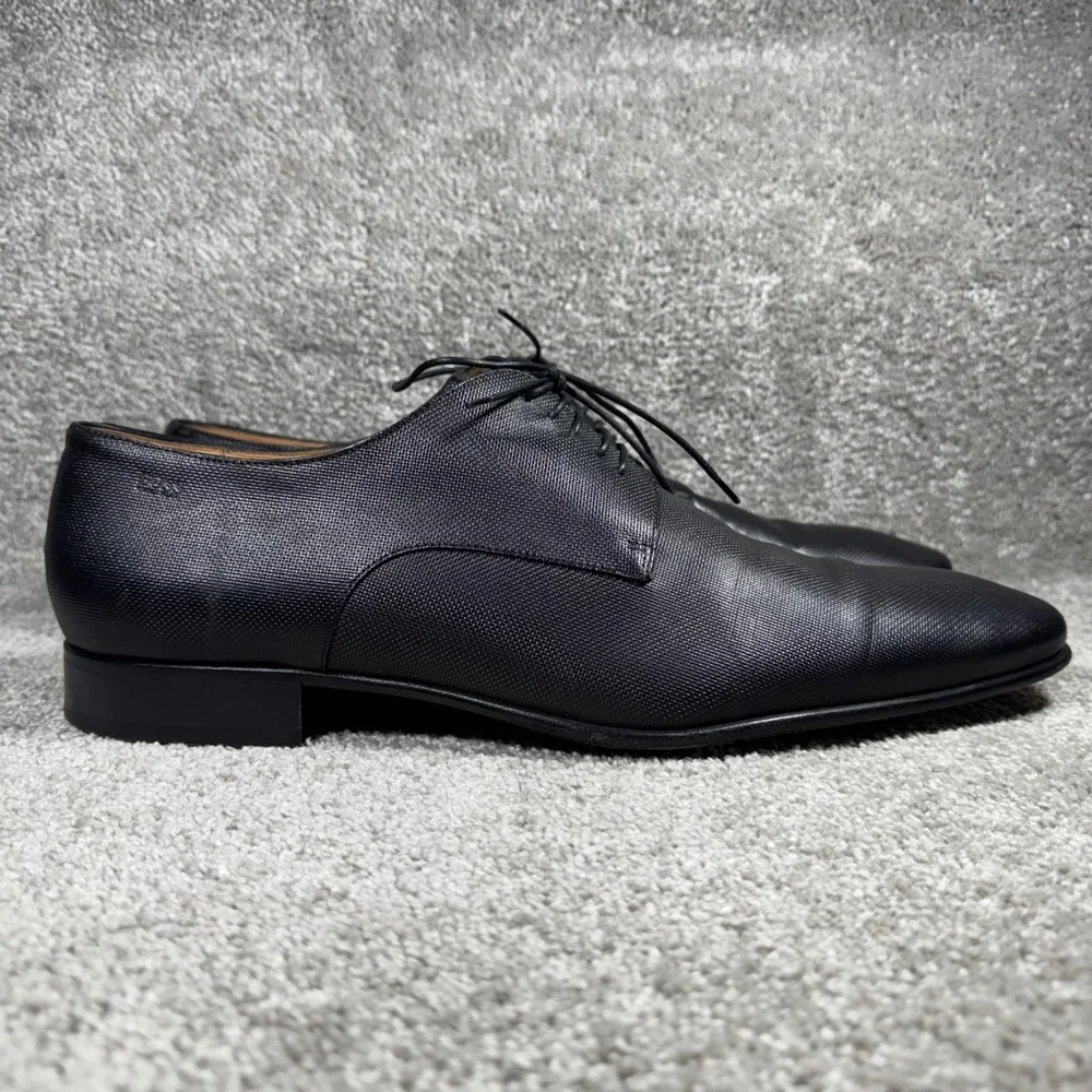 Hugo Boss Derby Shoes Black Micro Textured Leather Made in Italy‎ Mens 11